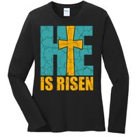 He Is Risen Jesus Christ Christian Ladies Long Sleeve Shirt