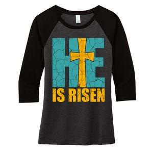 He Is Risen Jesus Christ Christian Women's Tri-Blend 3/4-Sleeve Raglan Shirt