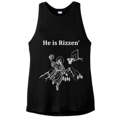 He Is Rizzen Jesus Christ He Has Risen Basketball Dunking Ladies PosiCharge Tri-Blend Wicking Tank