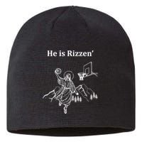 He Is Rizzen Jesus Christ He Has Risen Basketball Dunking Sustainable Beanie