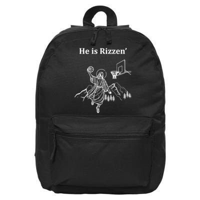 He Is Rizzen Jesus Christ He Has Risen Basketball Dunking 16 in Basic Backpack