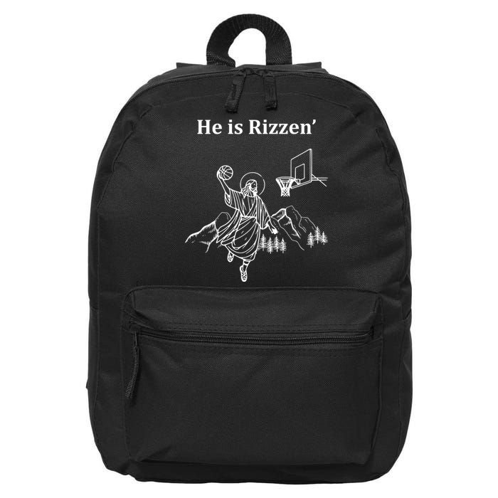 He Is Rizzen Jesus Christ He Has Risen Basketball Dunking 16 in Basic Backpack