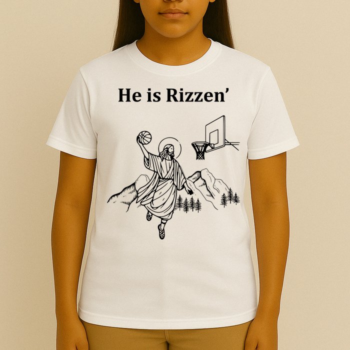 He Is Rizzen Jesus Christ He Has Risen Basketball Dunking T-Shirt