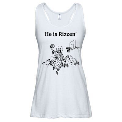 He Is Rizzen Jesus Christ He Has Risen Basketball Dunking Ladies Essential Flowy Tank