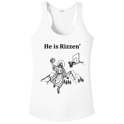 He Is Rizzen Jesus Christ He Has Risen Basketball Dunking Ladies PosiCharge Competitor Racerback Tank