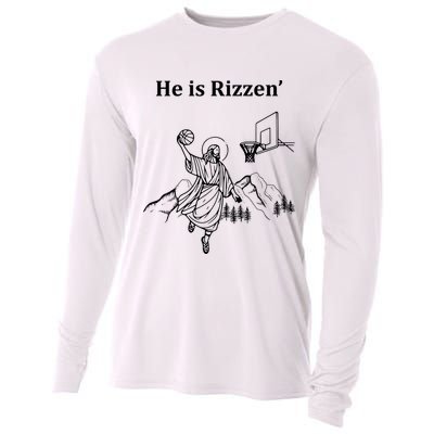 He Is Rizzen Jesus Christ He Has Risen Basketball Dunking Cooling Performance Long Sleeve Crew