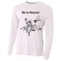 He Is Rizzen Jesus Christ He Has Risen Basketball Dunking Cooling Performance Long Sleeve Crew