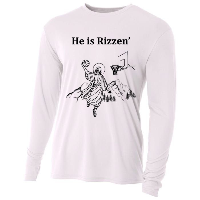 He Is Rizzen Jesus Christ He Has Risen Basketball Dunking Cooling Performance Long Sleeve Crew
