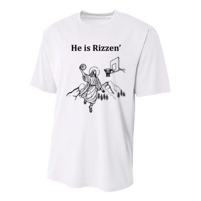 He Is Rizzen Jesus Christ He Has Risen Basketball Dunking Youth Performance Sprint T-Shirt