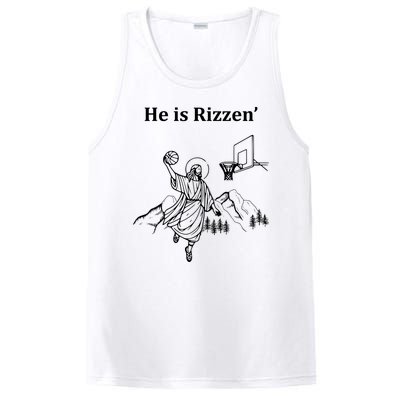 He Is Rizzen Jesus Christ He Has Risen Basketball Dunking PosiCharge Competitor Tank