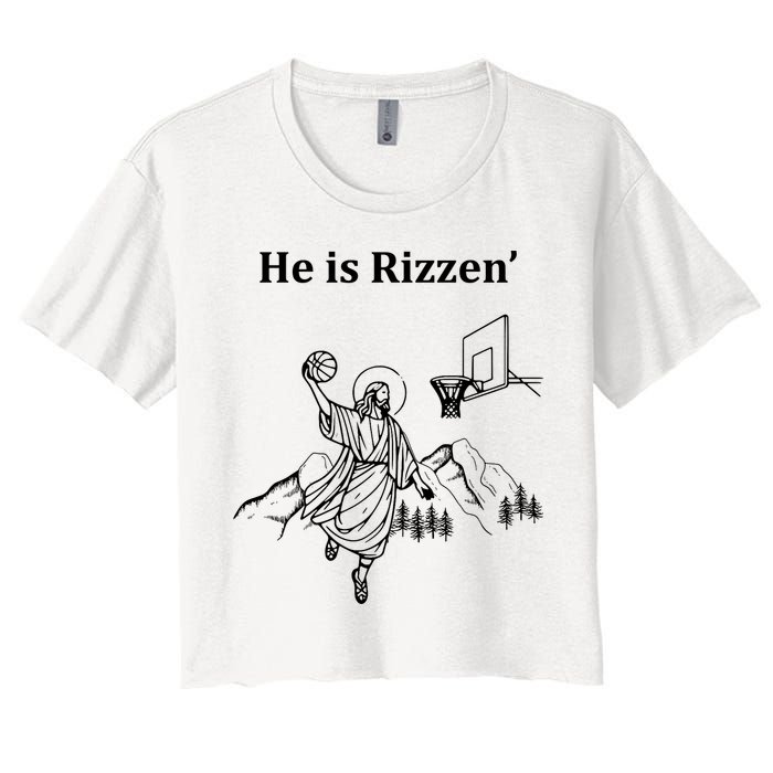 He Is Rizzen Jesus Christ He Has Risen Basketball Dunking Crop Top