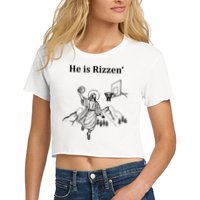 He Is Rizzen Jesus Christ He Has Risen Basketball Dunking Crop Top