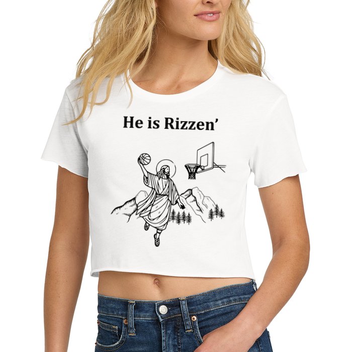 He Is Rizzen Jesus Christ He Has Risen Basketball Dunking Crop Top