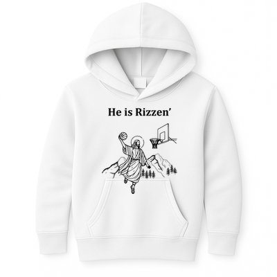He Is Rizzen Jesus Christ He Has Risen Basketball Dunking Kids Hoodie
