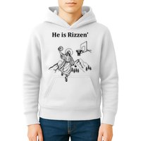 He Is Rizzen Jesus Christ He Has Risen Basketball Dunking Kids Hoodie