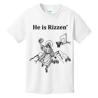 He Is Rizzen Jesus Christ He Has Risen Basketball Dunking Kids T-Shirt