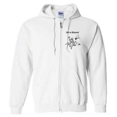 He Is Rizzen Jesus Christ He Has Risen Basketball Dunking Full Zip Hoodie