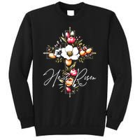 He Is Risen Jesus Christian Happy Easter Floral Cross Sweatshirt