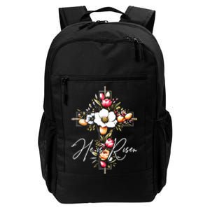 He Is Risen Jesus Christian Happy Easter Floral Cross Daily Commute Backpack