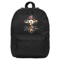 He Is Risen Jesus Christian Happy Easter Floral Cross 16 in Basic Backpack