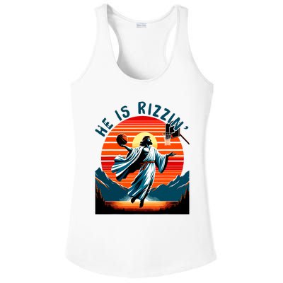 He Is Rizzin Basketball Jesus Retro Easter Christian Ladies PosiCharge Competitor Racerback Tank