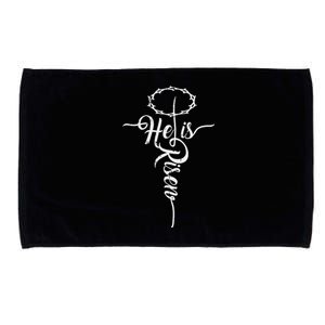 He Is Risen Cross Jesus Religious Easter Day Christians (1) Microfiber Hand Towel