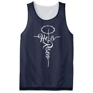 He Is Risen Cross Jesus Religious Easter Day Christians (1) Mesh Reversible Basketball Jersey Tank