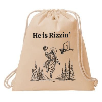 He Is Rizzen Basketball Drawstring Bag