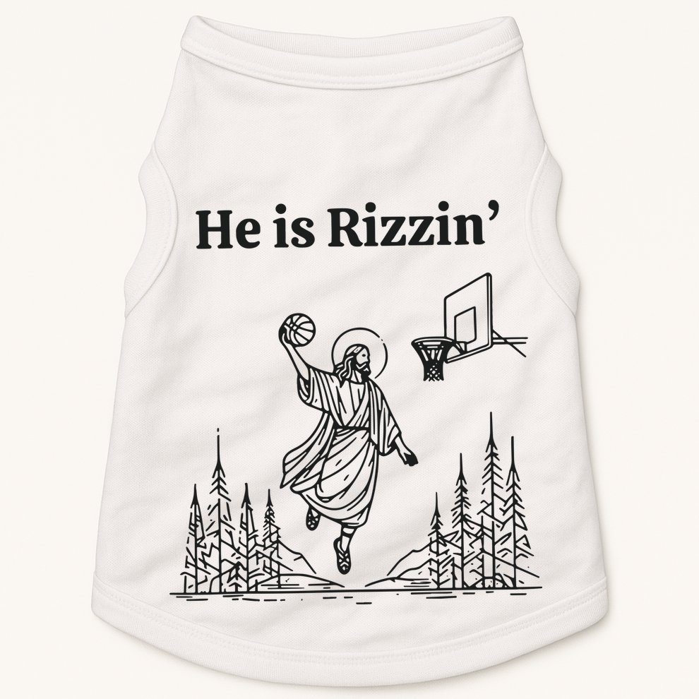 He Is Rizzen Basketball Doggie Tank