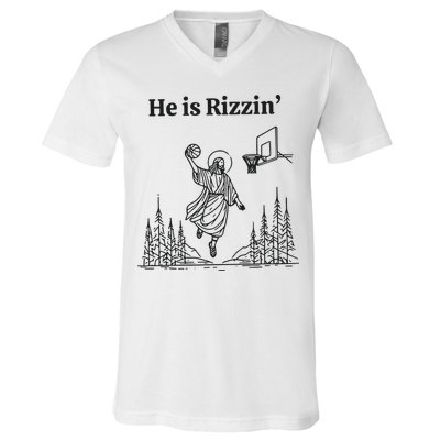 He Is Rizzen Basketball V-Neck T-Shirt