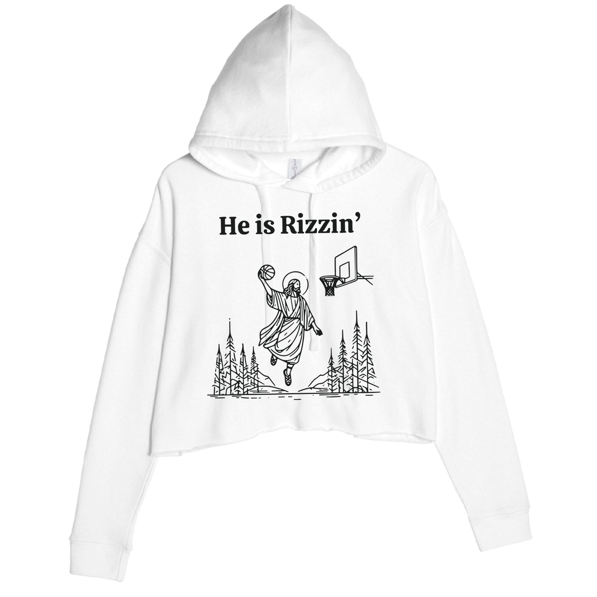 He Is Rizzen Basketball Crop Fleece Hoodie