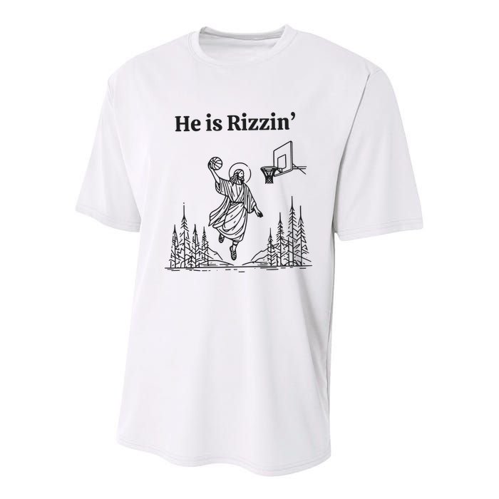 He Is Rizzen Basketball Youth Performance Sprint T-Shirt