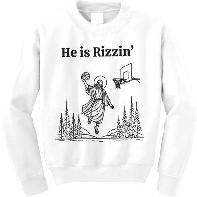 He Is Rizzen Basketball Kids Sweatshirt