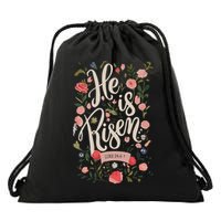 He Is Risen Happy Easter Spring Jesus Christian Wildflower Sweatshirt Drawstring Bag