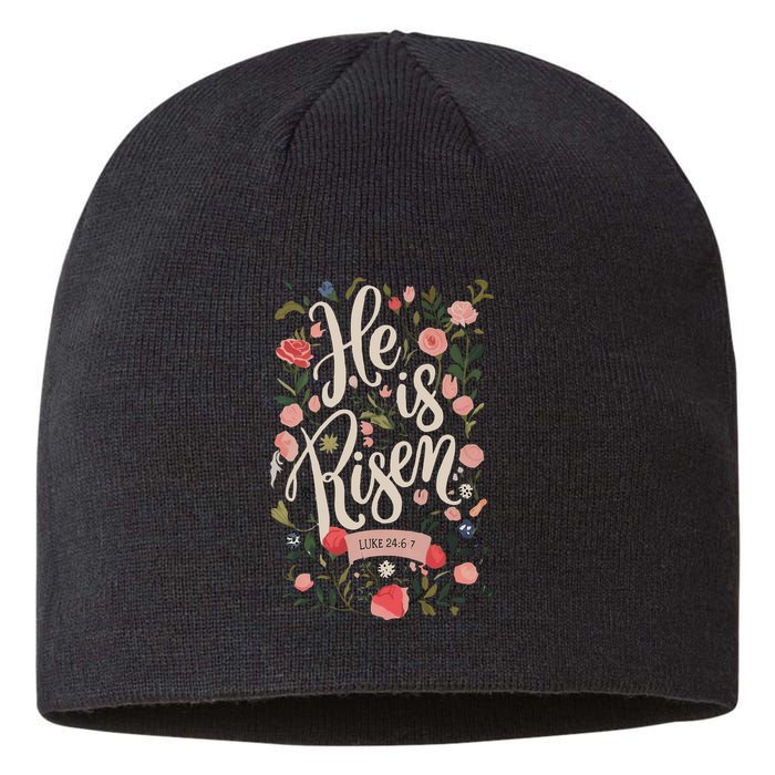 He Is Risen Happy Easter Spring Jesus Christian Wildflower Sweatshirt Sustainable Beanie