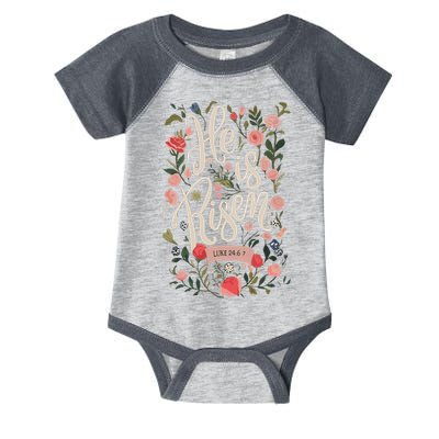 He Is Risen Happy Easter Spring Jesus Christian Wildflower Sweatshirt Infant Baby Jersey Bodysuit