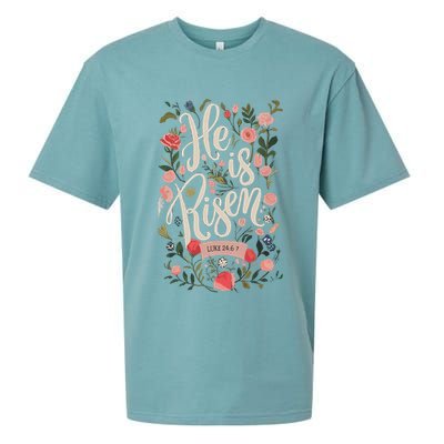 He Is Risen Happy Easter Spring Jesus Christian Wildflower Sweatshirt Sueded Cloud Jersey T-Shirt