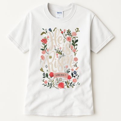 He Is Risen Happy Easter Spring Jesus Christian Wildflower Sweatshirt Tall T-Shirt