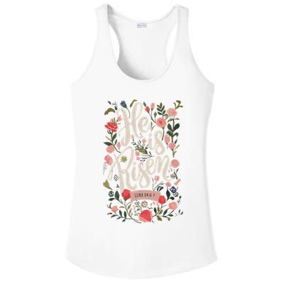 He Is Risen Happy Easter Spring Jesus Christian Wildflower Sweatshirt Ladies PosiCharge Competitor Racerback Tank