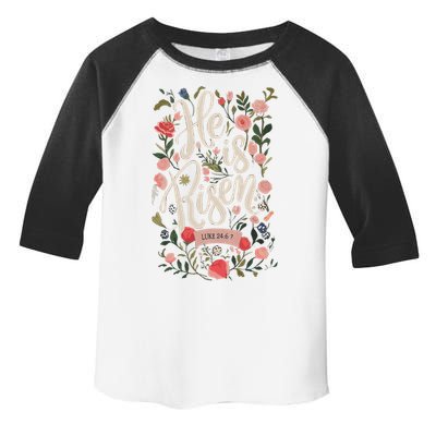 He Is Risen Happy Easter Spring Jesus Christian Wildflower Sweatshirt Toddler Fine Jersey T-Shirt