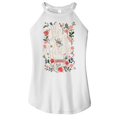 He Is Risen Happy Easter Spring Jesus Christian Wildflower Sweatshirt Women's Perfect Tri Rocker Tank