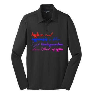 Hgb Is Red Cyanosis Is Blue Cardiac Nurse Valentines Day Bf Gift Silk Touch Performance Long Sleeve Polo