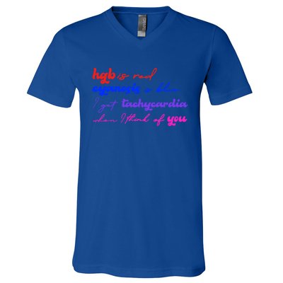 Hgb Is Red Cyanosis Is Blue Cardiac Nurse Valentines Day Bf Gift V-Neck T-Shirt