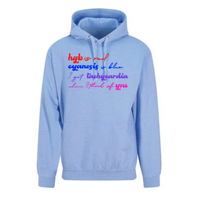 Hgb Is Red Cyanosis Is Blue Cardiac Nurse Valentines Day Bf Gift Unisex Surf Hoodie