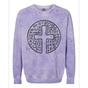 He Is Risen Cross Jesus Religious Easter Day Christians Colorblast Crewneck Sweatshirt