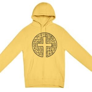 He Is Risen Cross Jesus Religious Easter Day Christians Premium Pullover Hoodie