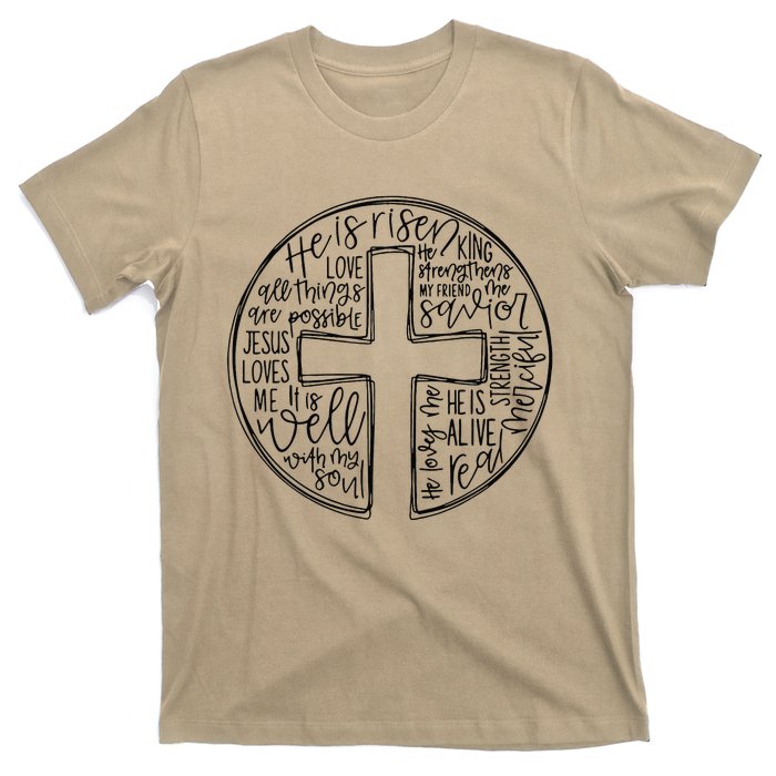 He Is Risen Cross Jesus Religious Easter Day Christians T-Shirt