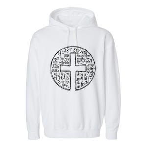 He Is Risen Cross Jesus Religious Easter Day Christians Garment-Dyed Fleece Hoodie