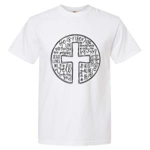 He Is Risen Cross Jesus Religious Easter Day Christians Garment-Dyed Heavyweight T-Shirt