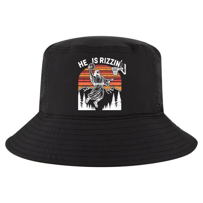 He Is Rizzin Easter Jesus Christian Basketball Cool Comfort Performance Bucket Hat